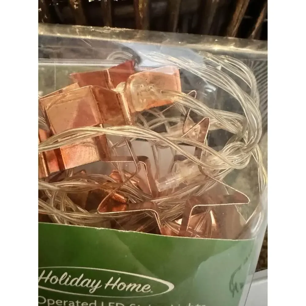 Holiday Home Copper STAR Battery Operated Christmas String Lights